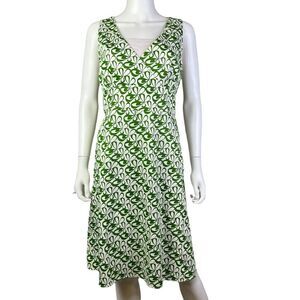 Spense Sleeveless Green & White Print Lined Sheath Dress Missy Size 14 (J10212)‎